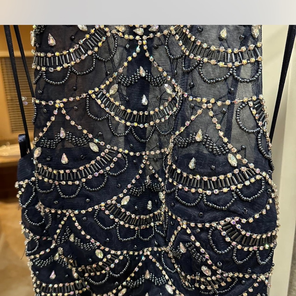 Macy's Navy Beaded Prom Dress
